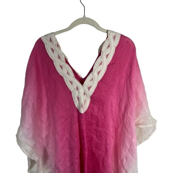 Soft Surroundings Linen Pink Ombre Kaftan Tunic - Picture 3 of 8